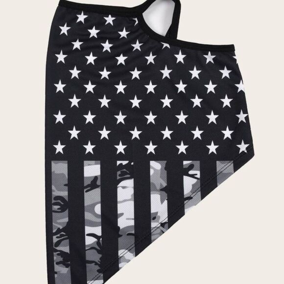 NEW Shein Sun Protection Earhook Neck Gaiter American Flag Grey Black - Picture 2 of 9